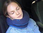 BCOZZY Travel Neck Pillow for Airplane – Patented Double Support for Head, Neck, and Chin. Best for Long Flights, Plane Sleeping, and Car Rides. Adjustable Size. Fully Washable. Carry Bag. Large, Navy