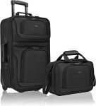 U.S. Traveler Carry-on Luggage Lightweight Softside Suitcase, Black, 2 Wheel-2 Piece