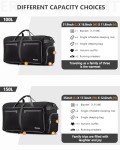 Gonex 100L Large Foldable Travel Duffle Bag with Shoes Compartment, Packable Lightweight Water Repellent Duffel Bag for Camping Gym Weekender Bag Black