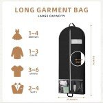 54" Garment Bags for Travel and Storage, Travel Suit Bags for Men Women with 2 Clear Pockets, Storage bags for Clothes, Suits, Dress, Shirts, Coats (Black)