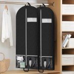 54" Garment Bags for Travel and Storage, Travel Suit Bags for Men Women with 2 Clear Pockets, Storage bags for Clothes, Suits, Dress, Shirts, Coats (Black)