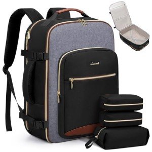 LOVEVOOK 40L Travel Backpack for Women & Men, Large Carry on Backpack for Airplanes with 3 Packing Cubes, TSA Personal Item Travel Bag fits 17" Laptop, Waterproof Travel Essentials Airline Approved
