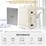 Sinaliy Large Travel Backpack, 40L Carry on Backpack flight Approved, Waterproof Personal Item Size Travel Bag for College, Business, Hiking, Work, Beige