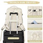 Sinaliy Large Travel Backpack, 40L Carry on Backpack flight Approved, Waterproof Personal Item Size Travel Bag for College, Business, Hiking, Work, Beige