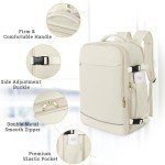 Sinaliy Large Travel Backpack, 40L Carry on Backpack flight Approved, Waterproof Personal Item Size Travel Bag for College, Business, Hiking, Work, Beige