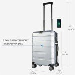 KROSER Hardside Expandable Carry On Luggage with Spinner Wheels & Built-in TSA Lock, Durable Suitcase Rolling Luggage with USB Port, Carry-On 20-Inch, Silver Grey