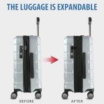 KROSER Hardside Expandable Carry On Luggage with Spinner Wheels & Built-in TSA Lock, Durable Suitcase Rolling Luggage with USB Port, Carry-On 20-Inch, Silver Grey