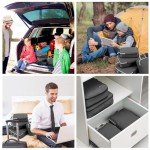 Gonex Compression Packing Cubes, 4pcs Expandable Storage Travel Luggage Bags Organizers (Deep Gray)