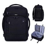 ECOHUB 17" Small Travel Backpack, United Airlines Personal Item Bag 17x10x9 with 16 Pockets, Water Resistant Rucksacks Fit 15.6" Laptop, AirTag Pocket, Lightweight Casual Daypack, 25L, Black