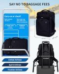 ECOHUB 17" Small Travel Backpack, United Airlines Personal Item Bag 17x10x9 with 16 Pockets, Water Resistant Rucksacks Fit 15.6" Laptop, AirTag Pocket, Lightweight Casual Daypack, 25L, Black