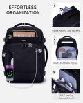 ECOHUB 17" Small Travel Backpack, United Airlines Personal Item Bag 17x10x9 with 16 Pockets, Water Resistant Rucksacks Fit 15.6" Laptop, AirTag Pocket, Lightweight Casual Daypack, 25L, Black