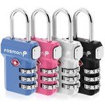 Fosmon TSA Approved Luggage Locks, Suitcase Travel Lock with Push Release Button, 3 Digit Combination Padlock for Gym Locker, Backpack Zipper- 4 Pack