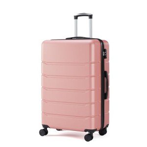Simple Deluxe 24 Inch Hardside Carry On Luggage, Suitcase with Double Spinner Wheels & TSA Lock, Hard Shell, Expandable Rolling Lightweight, Pink