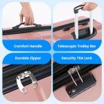 Simple Deluxe 24 Inch Hardside Carry On Luggage, Suitcase with Double Spinner Wheels & TSA Lock, Hard Shell, Expandable Rolling Lightweight, Pink