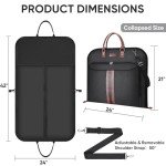 BALEINE Travel Garment Bag, Travel Suit Bag for Men, 42'' Waterproof Carry on Garment Bag for Hanging Clothes, Garment Duffel Bag for Travel Business (Black)