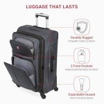 SwissGear Sion Softside Expandable Luggage, Dark Grey, Checked-Medium 25-Inch