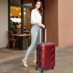 TILYMOL Hardside Carry On Luggage 22x14x9 Airline Approved with Spinner Wheels, 20-inch Carry-On Suitcase for Women & Men, Red