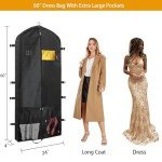 LING ZE Dress Bags for Gowns Long, 60'' Dress Garment Bag, Foldable Hanging Dress Cover for Coats, Tuxedos, Long Dresses, Prom Gown, for Closet Storag