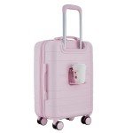 French Connection St. Martin Carry-On Luggage with Cup Holder/USB Ports, Pink A Boo