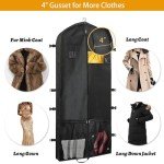 LING ZE Dress Bags for Gowns Long, 60'' Dress Garment Bag, Foldable Hanging Dress Cover for Coats, Tuxedos, Long Dresses, Prom Gown, for Closet Storag