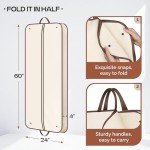 MISSLO 60" Foldable Garment Bags for Travel for Women Dress Bags for Gowns Long Hanging Bag for Closet Storage Dress Protector Bag for Gowns, Suits, Coats, Beige