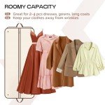 MISSLO 60" Foldable Garment Bags for Travel for Women Dress Bags for Gowns Long Hanging Bag for Closet Storage Dress Protector Bag for Gowns, Suits, Coats, Beige