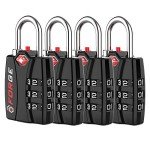 Forge TSA Luggage Combination Lock - Open Alert Indicator, Easy Read Dials, Alloy Body- Ideal for Travel, Lockers, Bags (Black 4PK)