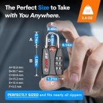 Forge TSA Luggage Combination Lock - Open Alert Indicator, Easy Read Dials, Alloy Body- Ideal for Travel, Lockers, Bags (Black 4PK)