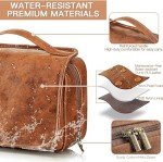 Elviros Toiletry Bag Hanging Travel Organizer for Men and Women, 3 in 1 Multifunctional Large Makeup Cosmetic Case for Toiletries Accessories, Water-resistant PU Leather Bathroom Dopp Kit Shaving Bag