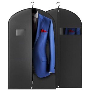 40-inch Garment Bags for Travel, Garment Bags for Hanging Clothes with Zipper and Visible Transparent Window, 2 Pack,Black