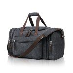 EKOROMIER Canvas Expandable Duffle Bag for Men Traveling, Luggage Travel Bag Weekender Overnight Bag,Mens Gym Carry on Duffel Bags（Dark Grey）