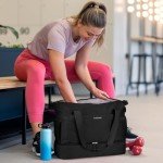 ETRONIK Gym Bag for Women, Personal Item Travel Bag with Shoes Compartment, Weekender Overnight Duffel Bag with Wet Pocket & USB Charging Port, Carry On Bag for Women, Travel, Gym, Weekend (Black)