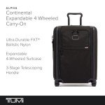 TUMI - Alpha Continental Expandable 4-Wheeled Carry-On Luggage - Compact Travel Suitcase - TSA Lock Tracer - Black