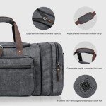 EKOROMIER Canvas Expandable Duffle Bag for Men Traveling, Luggage Travel Bag Weekender Overnight Bag,Mens Gym Carry on Duffel Bags（Dark Grey）