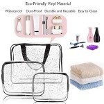 APREUTY Clear Makeup Bags, TSA Approved 6 Pcs Cosmetic Makeup Bags Set Clear PVC with Zipper Handle Portable Travel Luggage Pouch Airport Airline Vacation Organization (Clear)