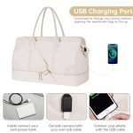 ETRONIK Weekender Overnight Bags for Women, Large Travel Duffle Bags with Shoe Compartment & Wet Pocket, Carry On Tote Bag Gym Duffel Bag with Toiletry Bags for Hospital 3 Pcs Set, Large Size, Beige