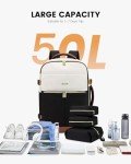 LOVEVOOK Travel Backpack for Women, TSA Carry On Backpack Flight Approved Luggage, 50L Water Resistant Personal Item Daypack Large Weekender Bag fit 18 inch Laptop with 3 Cubes, Beige-black-brown
