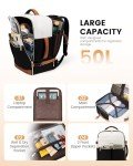 LOVEVOOK Travel Backpack for Women, TSA Carry On Backpack Flight Approved Luggage, 50L Water Resistant Personal Item Daypack Large Weekender Bag fit 18 inch Laptop with 3 Cubes, Beige-black-brown