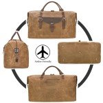 Oversized Travel Duffel Bag Waterproof Canvas Genuine Leather Weekend bag Weekender Overnight Carryon Hand Bag Brown