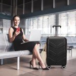 TILYMOL Hardside Carry On Luggage 22x14x9 Airline Approved with Spinner Wheels, 20-inch Carry-On Suitcase for Men & Women, Black