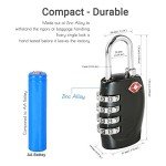 TSA Approved Luggage Locks, Suitcase Lock [2 Pack] CFMOUR 4-Digit Security Combination Padlock for Travel Luggage Suitcase Backpack Bag Case Code Padlocks - Black