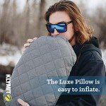 Klymit Luxe Travel Pillow, Lightweight Inflatable Hybrid Airplane, Backpacking, Hammock, and Camping Pillow, Grey