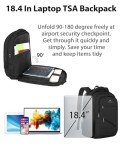 MATEIN Extra Large Business Travel Anti Theft Laptop Backpack, 18 Inch TSA Airline Approved Carryon Backpack for Women Men, Work Bag with USB Port and Luggage Strap, Black