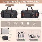 Yamons Mens Duffle Bag for Travel 3Pcs Set Travel Bags for Men 60L Expandable Canvas Bag (Dark Gray)
