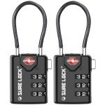 SURE LOCK TSA Compatible Travel Luggage Locks, Inspection Indicator, Easy Read Dials - 2 pack