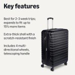 Amazon Basics 30 in Hardside Large Checked Luggage, Hardshell Suitcase With Wheels, Expandable For Up to 15% More Space, With Scratch-Resistant Surface, Four Multi-directional Wheels, Black