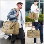 ETRONIK Travel Bag for Men Women, Gym Bag & Tactical Duffle Bags for Travel, Carry on with Toiletry Bag and Shoe Compartment, Weekender Overnight Trip with Wet Pocket for Workout Medical, Brown