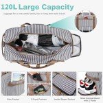 120L Duffle Bag for Travel, Large Foldable Waterproof Travel Duffel Bags Weekender Overnight Bag for Men and Women with Shoe Compartment (Stripe)