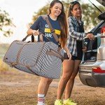 120L Duffle Bag for Travel, Large Foldable Waterproof Travel Duffel Bags Weekender Overnight Bag for Men and Women with Shoe Compartment (Stripe)