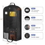 STEPONE 6.5" Gusseted Heavy Duty Garment Bags for Travel 43" Suit Bags for Closet Storage Hanging Clothes Bag with Pockets Mens Suit Holder for Shirts, Coats, Dresses, 2 Pack
